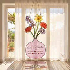 Personalized Mom's Garden Suncatcher, Birth Flower Window Hanging,