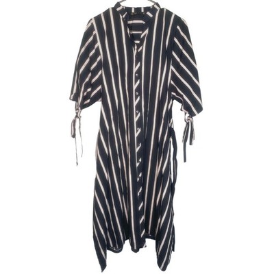 Women's Zara Basic Collection short tie sleeve midi button dress size small