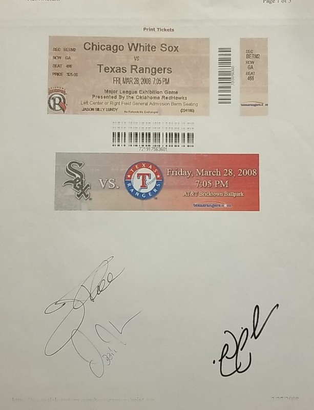Jim Thome Ozzie Guillen Nick Swisher Autograph in Person Ticket Stub Chicago ...