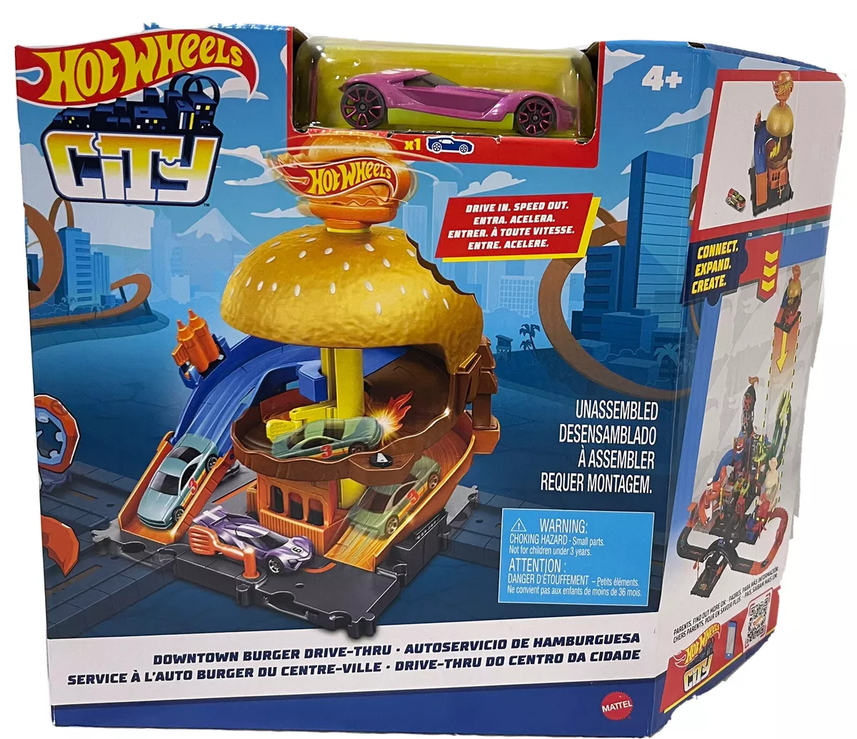 NEW 2022 Mattel Hot Wheels City BURGER DRIVE-THRU Playset with 1 Car  Vehicle