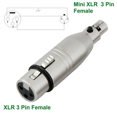 Mini XLR 3 Pin Female to XLR Female Plug Audio MIC Adapter Connector Converter