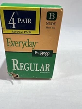 Leggs Everyday Regular Pantyhose Size B Nude Sheer Toe 4 Pairs Style J95 vintage