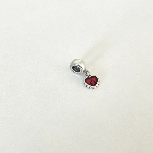 Pandora 925 Sterling Silver Retired Red Fuchsia Enamel Forever Heart Bead Charm - Picture 3 of 7