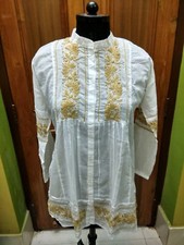 L 42" BLOUSE KURTI HANDMADE KURTA 100 COTTON ETHNIC CHIKAN EMBROIDERY TOP TUNIC