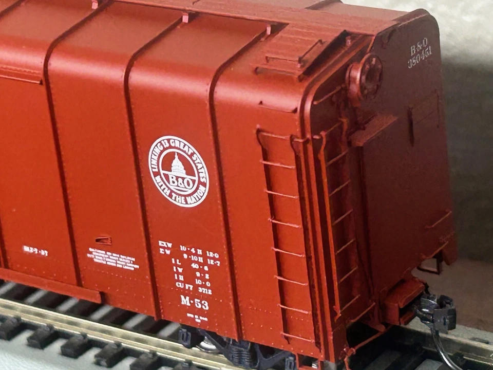 BALTIMORE & OHIO M-53 " B&O " WAGONTOP "RED" BOXCAR HO SCALE PLATINUM Series NEW - Image 4 of 4