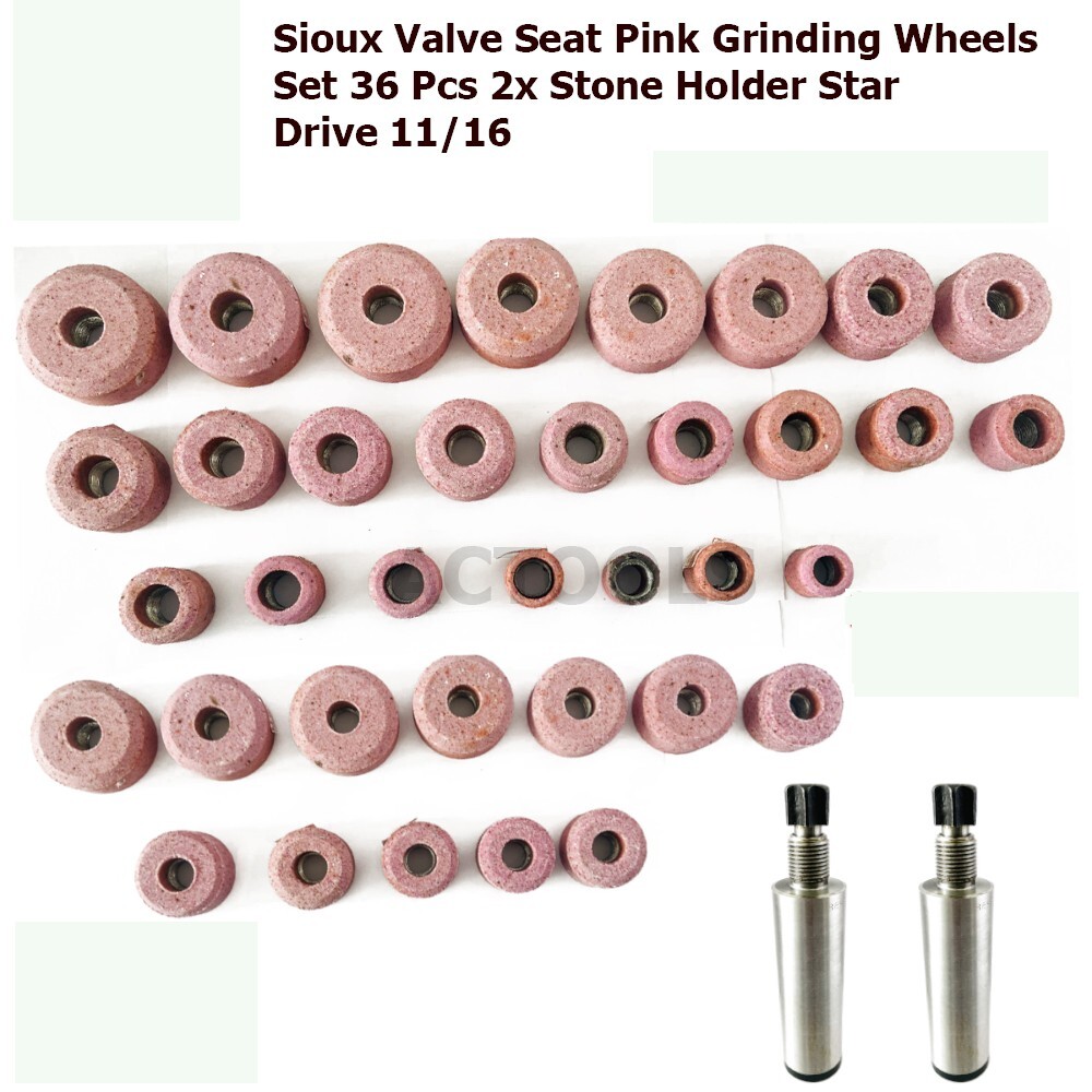Sioux Valve Seat Pink Grinding Wheels Set 36 Pcs 2xStone Holder with