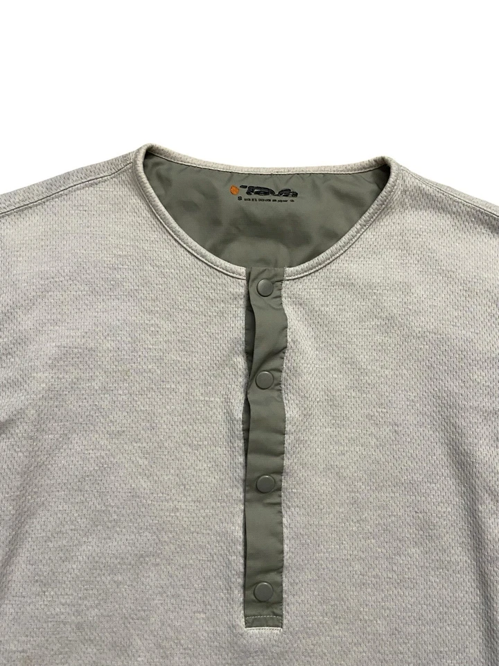 Teva Thermal Henley Shirt Sz S Light Gray Long Sleeve 1/2 Button Sleeve Pocket - Imagem 4 de 4