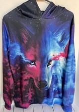 NEWCOSPLAY Wolf Image Hoodie Unisex Colorful 3D Digital Printed Co Size S/M