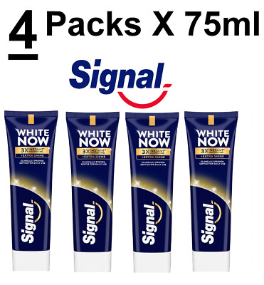 Signal White Now toothpaste, Extra Shine,3X instant whitening ( 4Packs X 75ml)