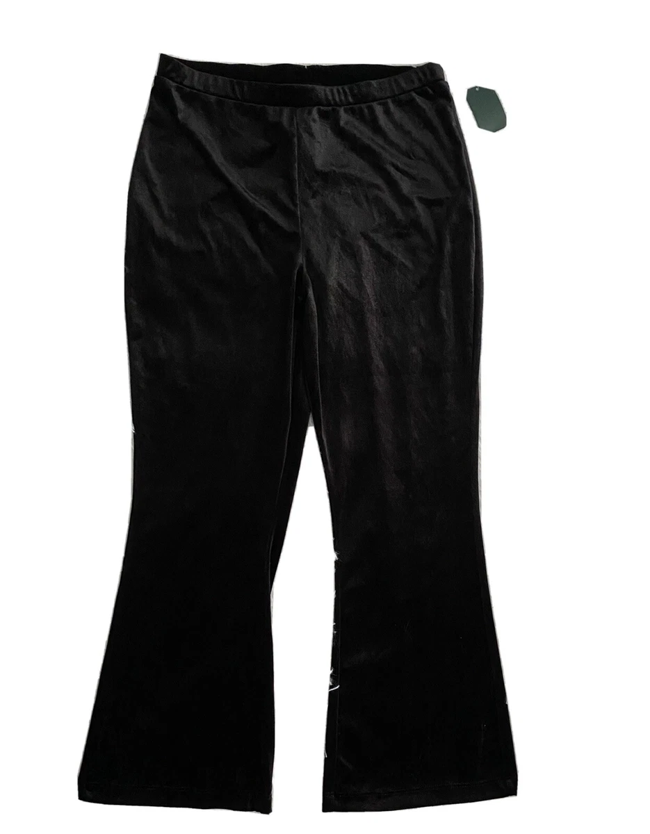 Black velvet top bootcut pants