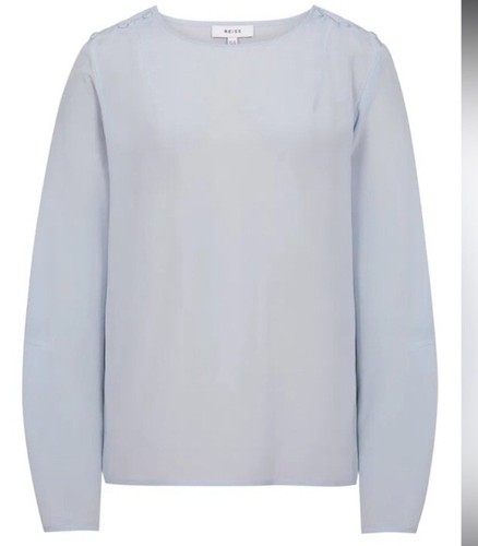 NWT Reiss Lee Silk Sheer Blouse Blue Women’s Size 6 - Picture 10 of 10