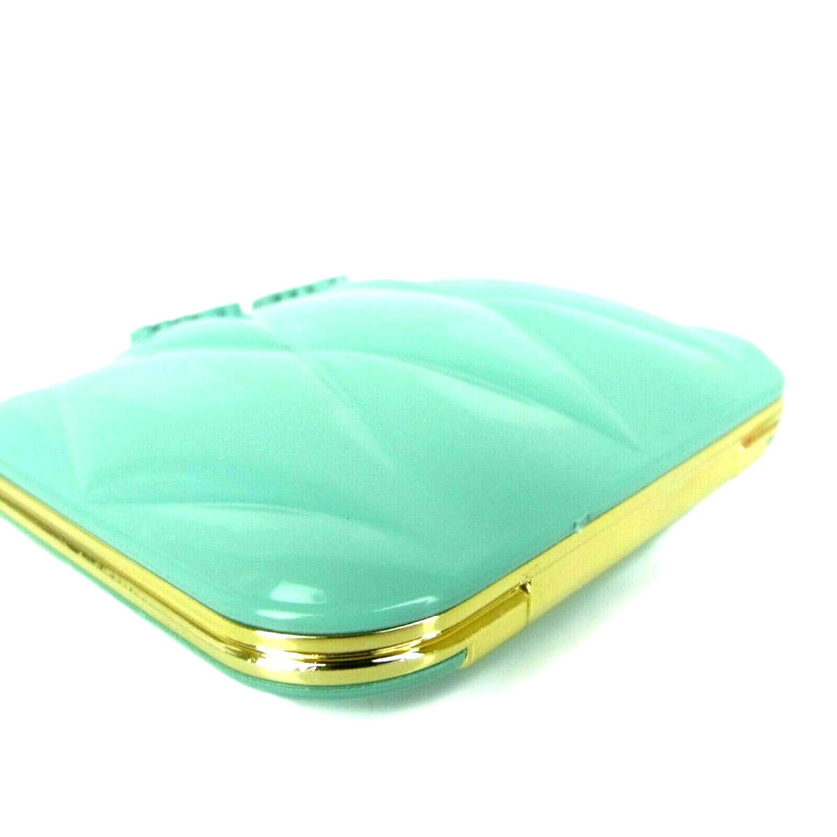 Genuine MIU MIU Teal Tiffany Blue Quilted Compact Makeup Genuine MIU MIU Teal Tiffany Blue Quilted Compact Makeup
