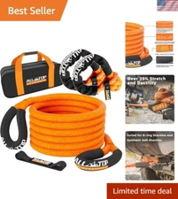 High-Visibility Kinetic Recovery Rope with Soft Shackles - 48000 lbs Strength