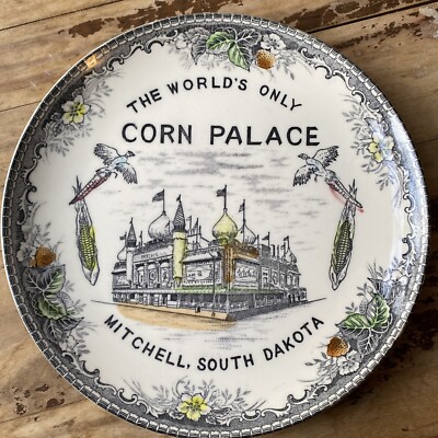 Vintage Souvenir Porcelain Plate World's Only Corn Palace Mitchell South Dakota