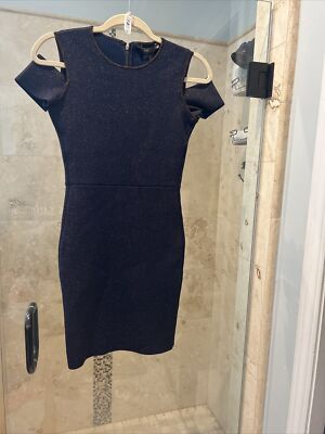 BCBG 'Monika' Cold Shoulder bandage dress, blue Gold Brown Shimmer Fleck , XS | eBay BCBG 'Monika' Cold Shoulder bandage dress, blue Gold Brown Shimmer Fleck , XS | eBay