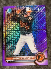 2022 Bowman Chrome 1st PROSPECT ROOKIE PURPLE MOJO REFRACTOR Maikol Hernandez