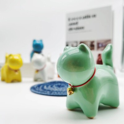 Ceramic Kitten Figurine Small Statue For Teahouse Table Decoration