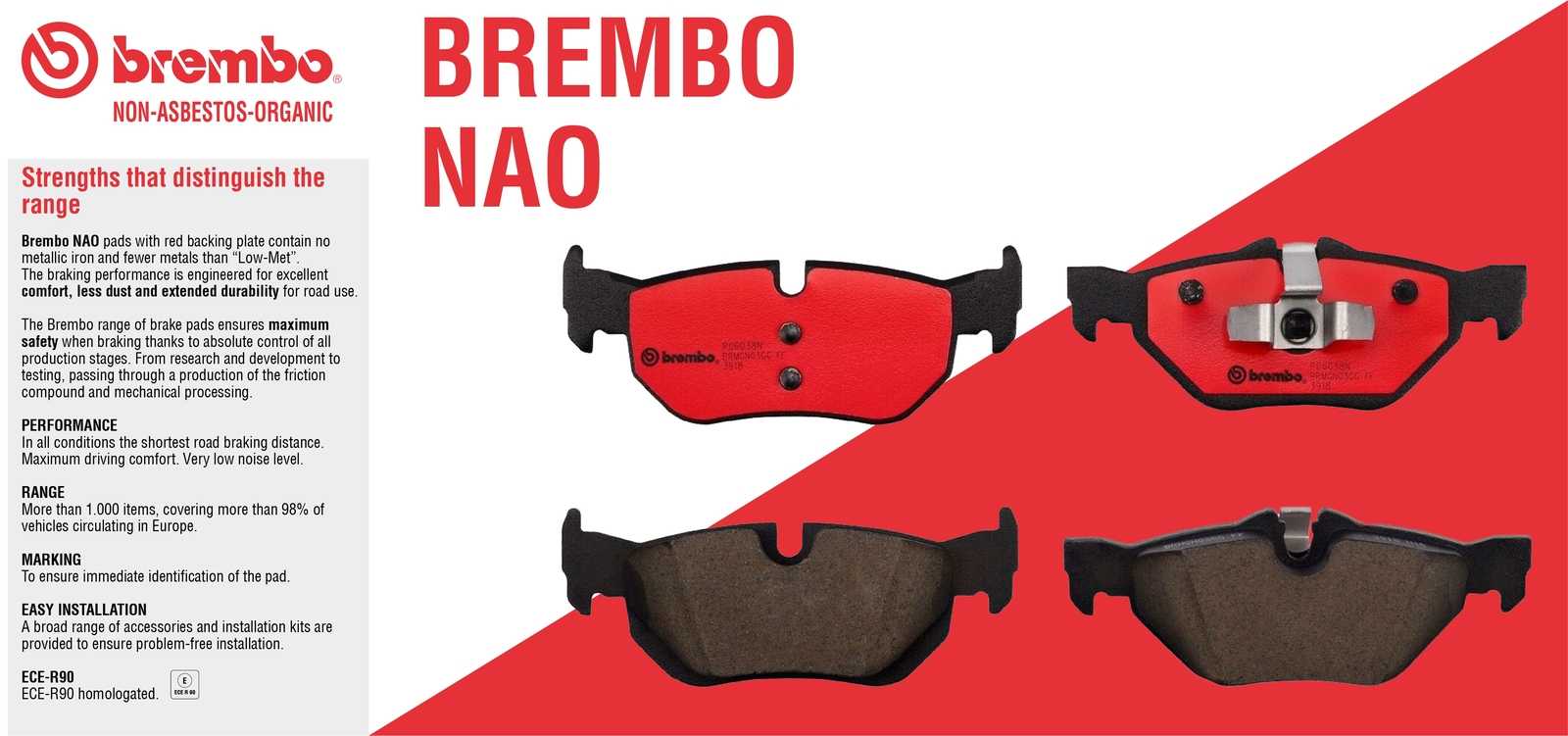 Brembo Rear Ceramic Brake Pad Set For VW GTI Jetta Tiguan Audi A3 A4 A6