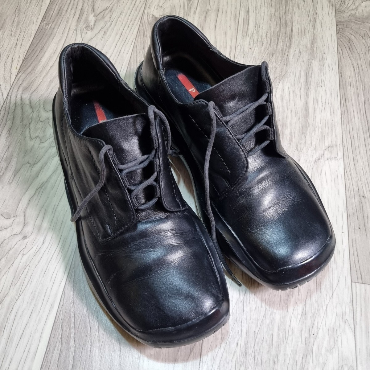 Prada Shoes Women's Vintage Chunky Derby Black Leather AW99 Prada Shoes Women's Vintage Chunky Derby Black Leather AW99