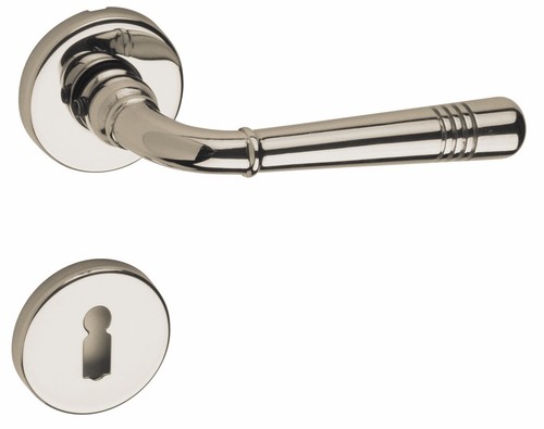 Jugendstil Türklinke auf Rosetten Messing Nickel glänzend - Bild 4 von 4