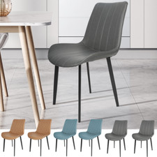 2 Pcs Faux Leather PU Padded Dining Chairs Kitchen Dining Room Chair Set Family