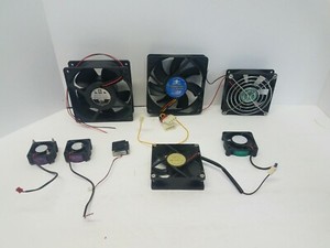 Mixed 12v Fan Lot Of 8 Different Size Computer, Machines, Vantec, Orion