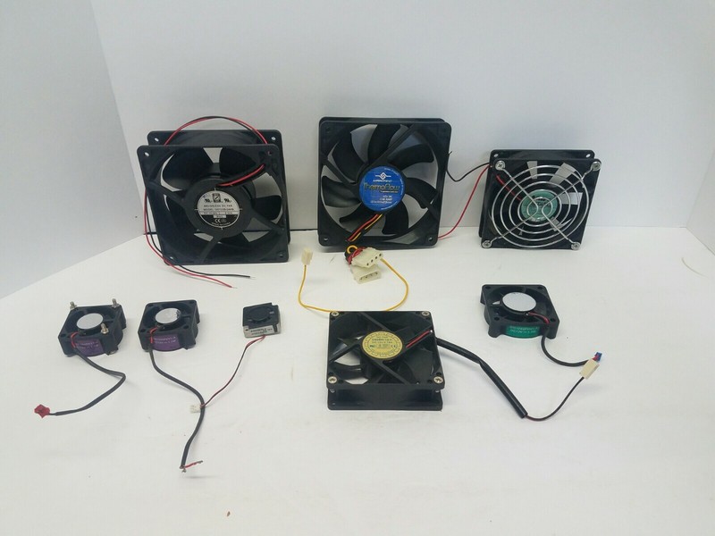 Mixed 12v Fan Lot Of 8 Different Size Computer, Machines, Vantec, Orion