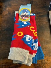 NEW Bioworld Sonic the Hedgehog Crew Socks Red/Blue 3 pair Size 8-12