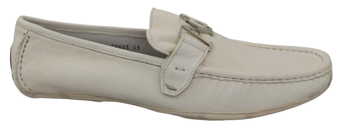 ALBERTO GUARDIANI Shoes Loafers White Leather Boat Casual Drivers