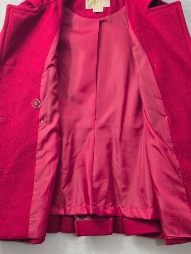MICHAEL KORS Pea Coat Double Button Wool Blend Red Coat Jacket Womens Size 8 - Picture 7 of 14