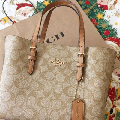 Coach C4250 Mollie Tote 25 in signature canvas Crossbody Beige
