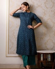 Pure Cotton Women Kurta Palazzo Set Indian Bollywood Top Tunic Kurti Cord Set