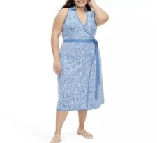 Diane VF @ Target Wrap Dress Sleeveless Sea Twig Blue Sweater Knit Size 2X NWT