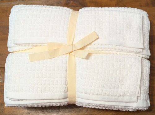 SONOMA GOODS FOR LIFE ULTIMATE GRID TEXTURE 6 PIECE TOWEL BATH HAND WASH White