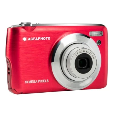 Cámara digital AgfaPhoto DC8200 roja 8x opt. Paquete de accesorios Zoom: tarjeta de 16 GB