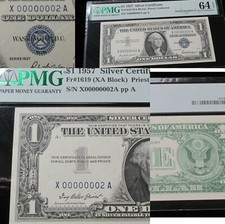 $1 1957 Silver Certificate  SUPER LOW FANCY SERIAL NUMBER 00000002 SUPER 🔝RARE！