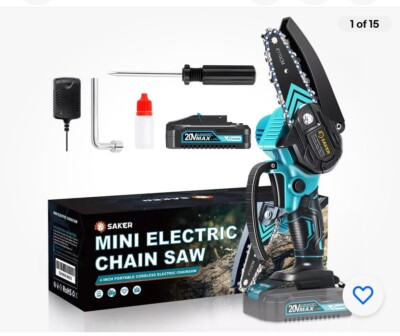SAKER Mini Electric Chainsaw 4'' Lightweight Portable Cordless Electric Chainsaw