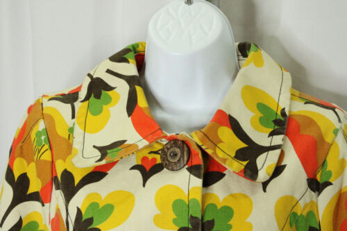 Ambition Women Size M Floral Canvas 70's Look 3/4 Sleeve Button Jacket - Picture 2 of 12