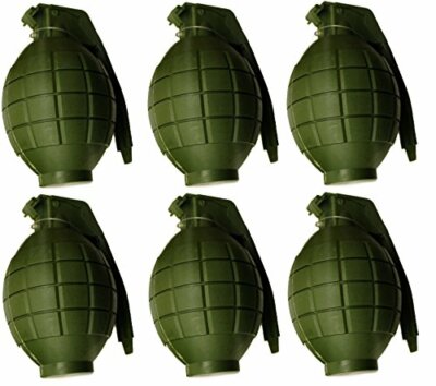 6 Stück Kinder Armee Spielzeug GRÜN Handgranaten - mit Blinklicht & Sound - Rolle