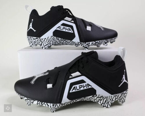 Nike Air Jordan Alpha Menace 3 Pro Black White Elephant Men' 15 Football Cleats - Picture 2 of 13