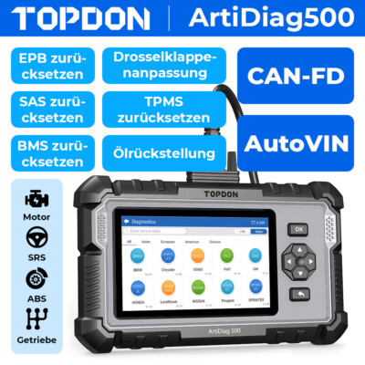 TOPDON ArtiDiag500 2.0 KFZ OBD2 Diagnosegerät 6Services 4System CAN FD Scanner