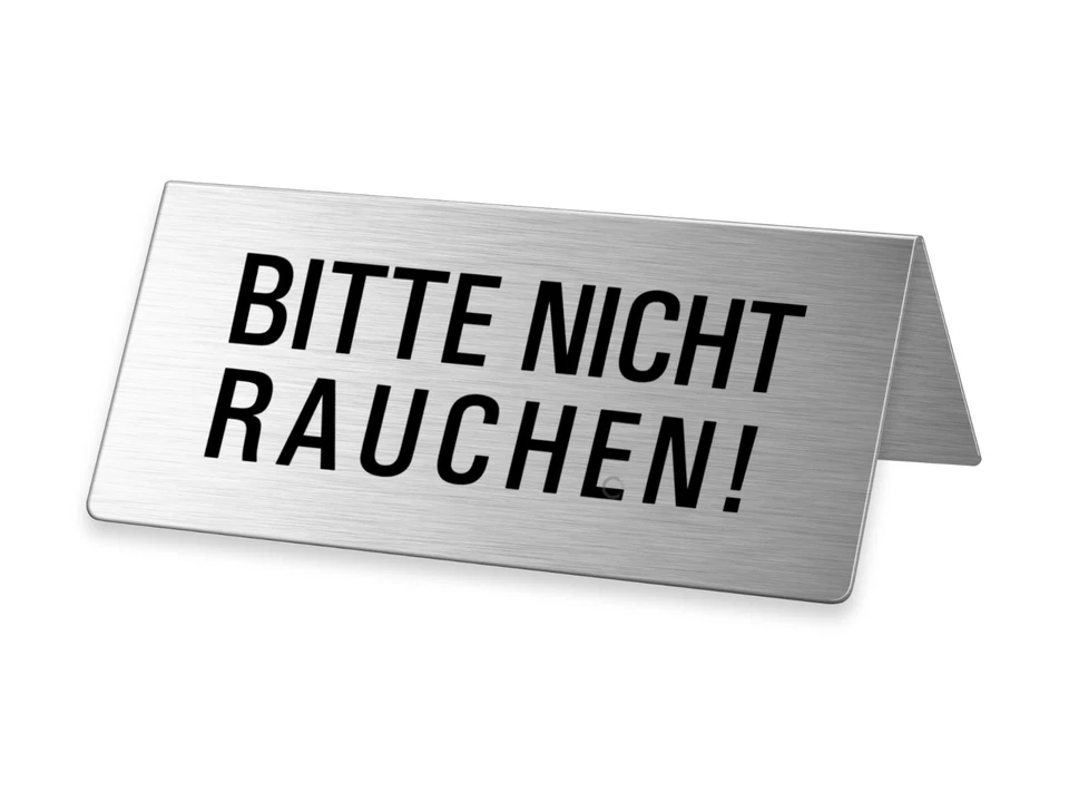 Tischschild Nicht Rauchen Aufsteller Tischaufsteller Edelstahl 85x40 mm - Bild 1 von 1