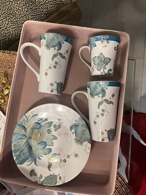 222 Fifth lot Pcs Eliza teal Porcelain Matches Peacock Will