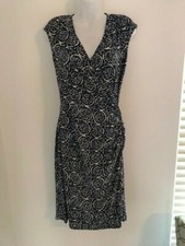Women's RALPH LAUREN Navy Blue White Floral Sleeveless Dress, Size 4
