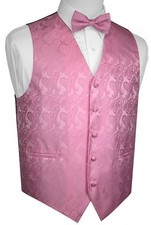 MEN'S ROSE PAISLEY FORMAL DRESS TUXEDO VEST  BOW-TIE. WEDDING PROM HOMECOMING