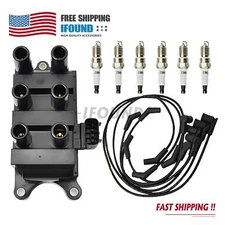 Ignition Coil+6 Spark plug+6 Wire FD498 For Ford F150 E150 Taurus Mazda Mercury