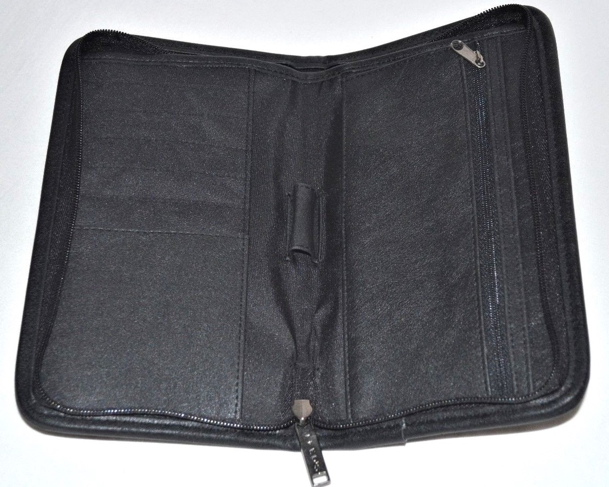 Leather Passport Travel Wallet Case Zipper Black Leed's Brand eBay