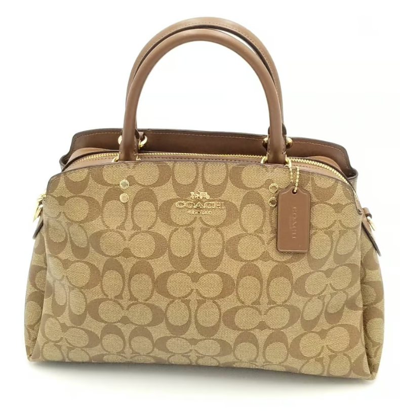 Coach Brown Lillie Triple Compartment Signature C Coated Canvas