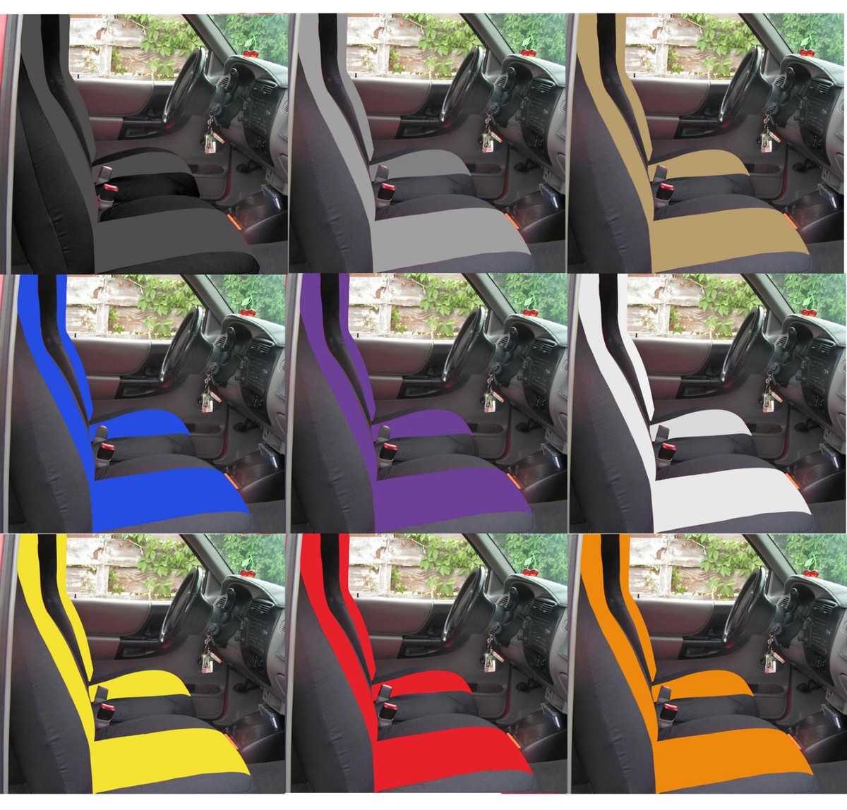 Custom-Fit Front Seat Covers For 1991-1997 Ford Ranger 60/40 High Back Seats (No Console)