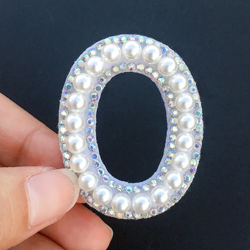 A-Z Letter Pearl Patches Rhinestone Sew Iron on Applique Alphabet Garment Badge - Picture 27 of 38